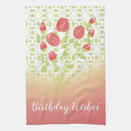 Paño De Cocina Rosas Y Patrón