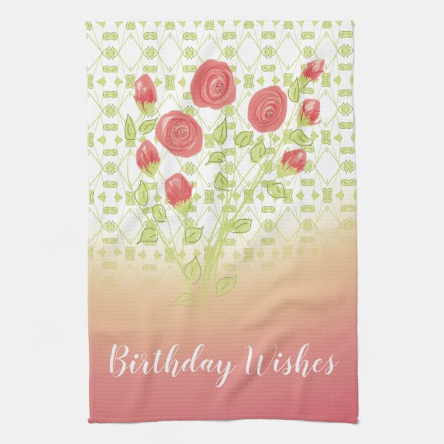 Paño De Cocina Rosas Y Patrón (Vertical)