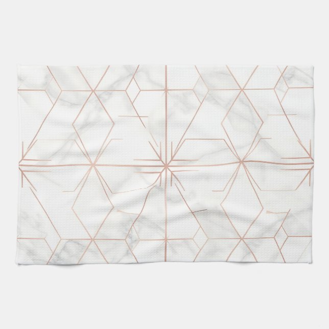 Paño De Cocina Rose Gold Marble Geometric Pattern (Horizontal)