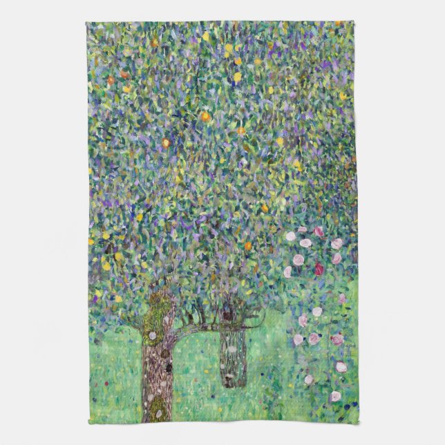 Paño De Cocina Rosebushes Bajo Los Árboles, Gustav Klimt (Vertical)
