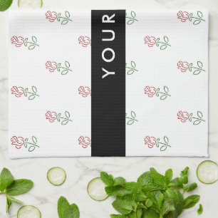 Paño De Cocina Roses Rojos, Patrón De Rosas, Tu Nombre