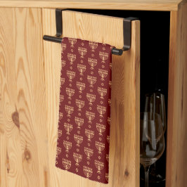 Paño De Cocina Rosh Hashanah Oro Menorah Símbolo Borgoña