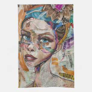 Paño De Cocina Rostro de Collage de Álbum Antiguo (6)
