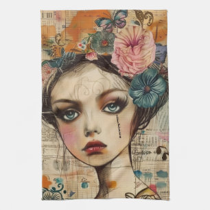 Paño De Cocina Rostro de Collage de Álbum Antiguo (9)