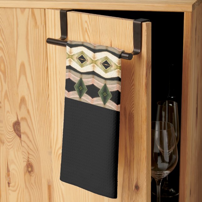 Paño De Cocina Rosy Pink Black and Taupe (Pliegue de tercios)