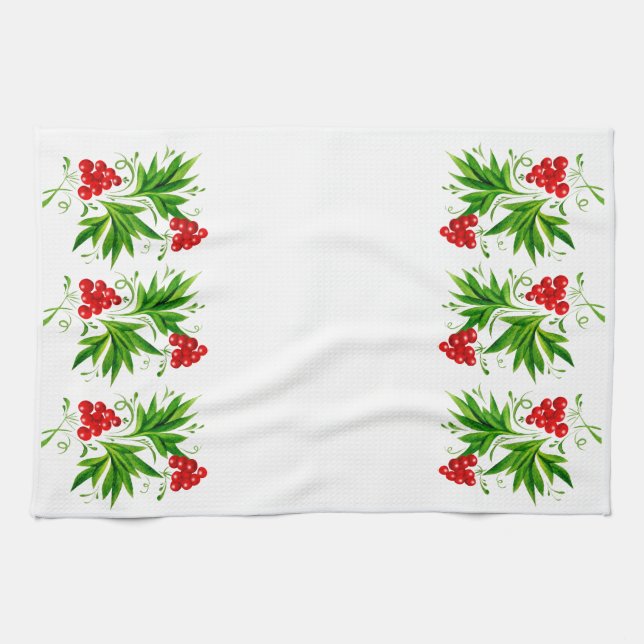 Paño De Cocina Rote Beeren mit Blättern (Horizontal)