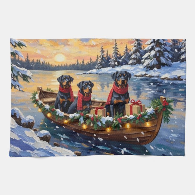 Paño De Cocina Rottweiler Christmas Boat Holiday (Horizontal)