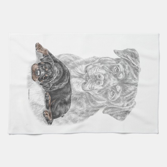 Paño De Cocina Rottweiler Dog Art (Horizontal)