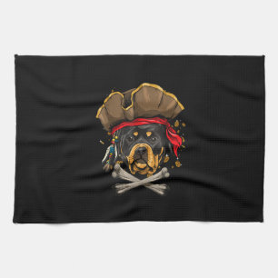 Paño De Cocina Rottweiler Pirate Dog Halloween Jolly Roger Gift .