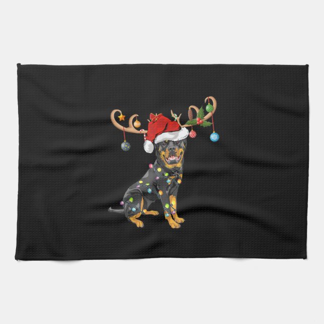 Paño De Cocina Rottweiler Xmas Gift Santas Reindeer Rottweiler (Horizontal)