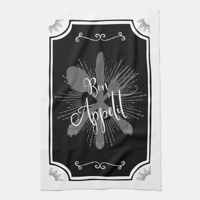 Paño De Cocina Rótulo de cocina antigua - Bon Appetit (Vertical)