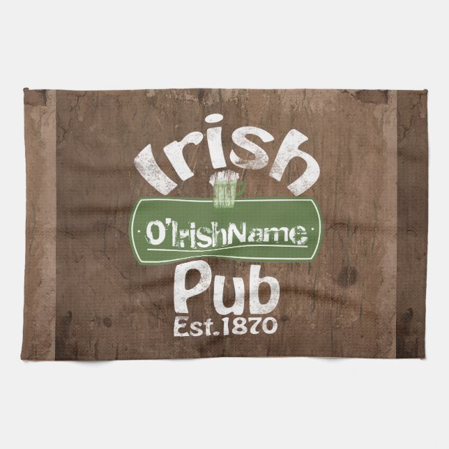 Paño De Cocina Rótulo de efectos del pub antiguo de estilo irland (Horizontal)