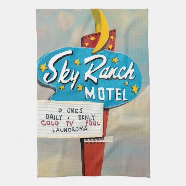 Paño De Cocina Rótulo de Sky Ranch Motel (Vertical)