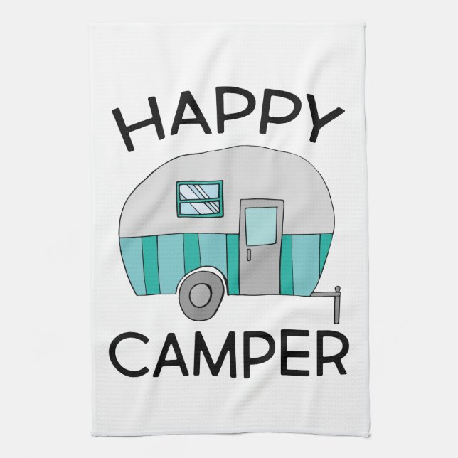 Paño De Cocina Rótulo Feliz Camper (Vertical)