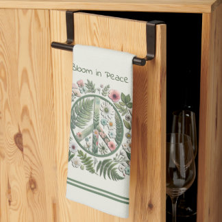 Paño De Cocina Rótulo retro floral de los años 70 "florecimiento