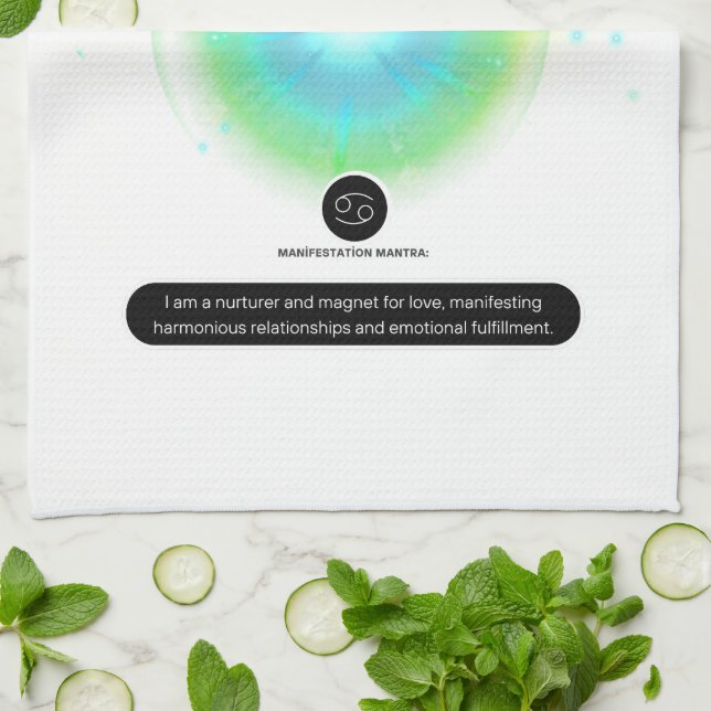 Paño De Cocina Rótulo Zodiaco moderno Cáncer Cita Elemento Agua (Doblado)