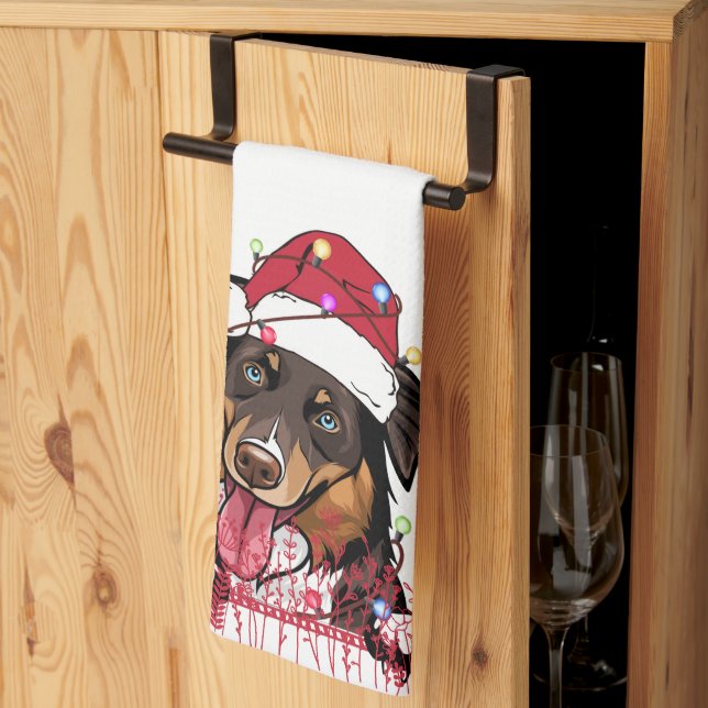 Paño De Cocina Rough Collie Dog Navidades personalizados (Pliegue de tercios)