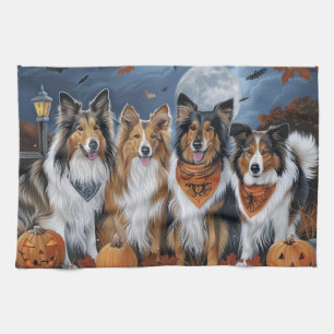 Paño De Cocina Rough Collie Halloween Espeluznante
