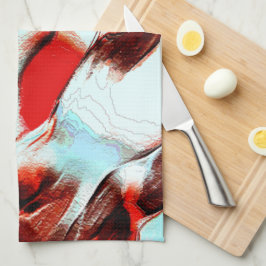 Paño De Cocina Rough whitis cian y rojo parduzco