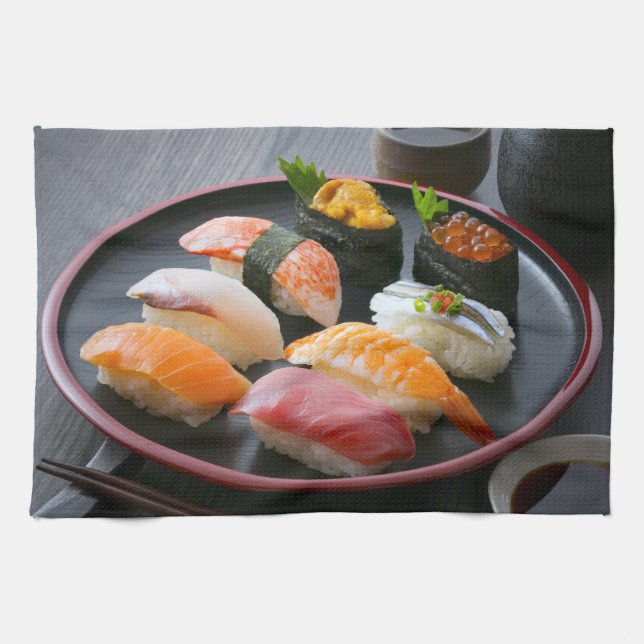 Paño De Cocina Round Plate Sushi Art (Horizontal)