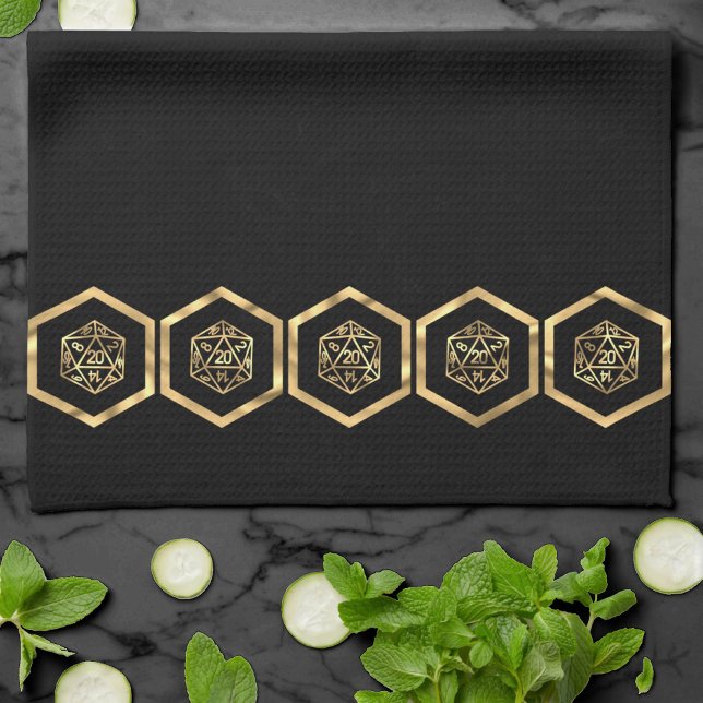 Paño De Cocina RPG Dice | Fantasía de oro Tabletop Retro PnP Game (Subido por el creador)