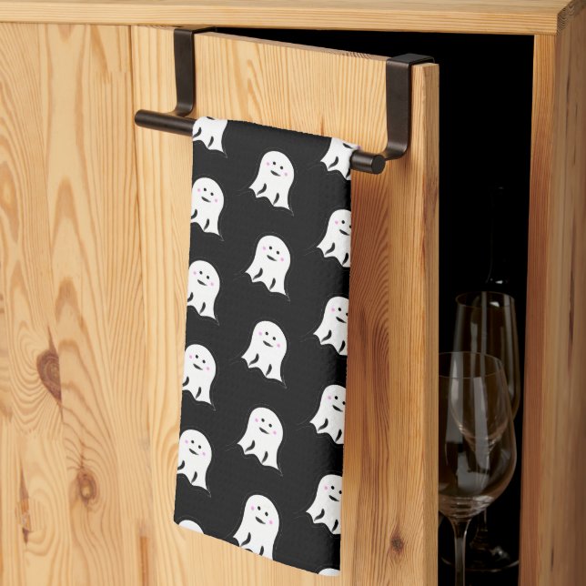 Paño De Cocina Rubefacción Ghost Cute Halloween (Pliegue de tercios)