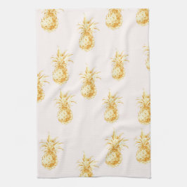 Paño De Cocina Rubor Gold Tropical Pineapples