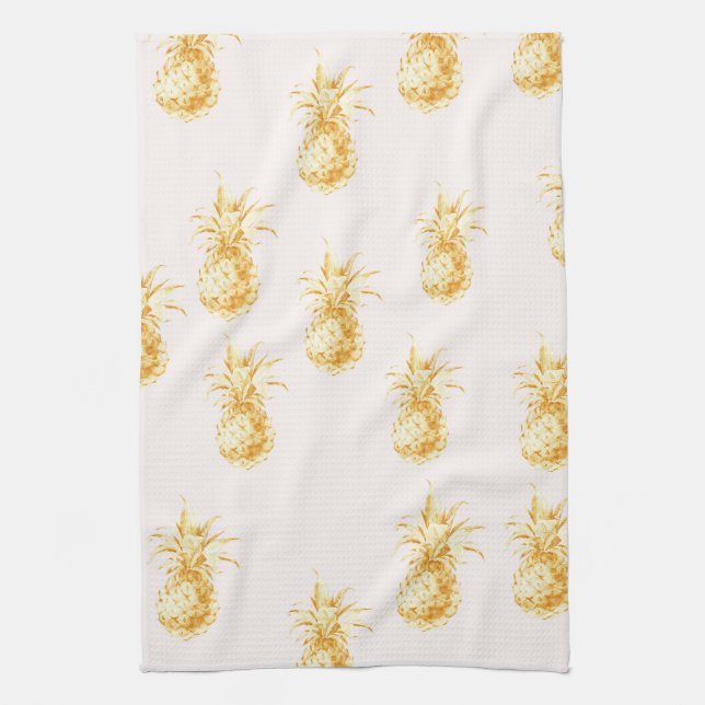 Paño De Cocina Rubor Gold Tropical Pineapples (Vertical)