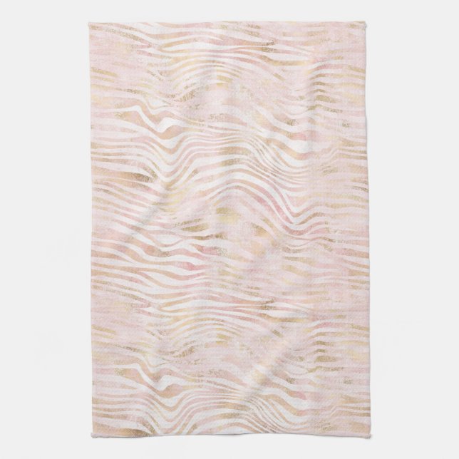 Paño De Cocina Rubor Pink Glam Gold Zebra Print (Vertical)