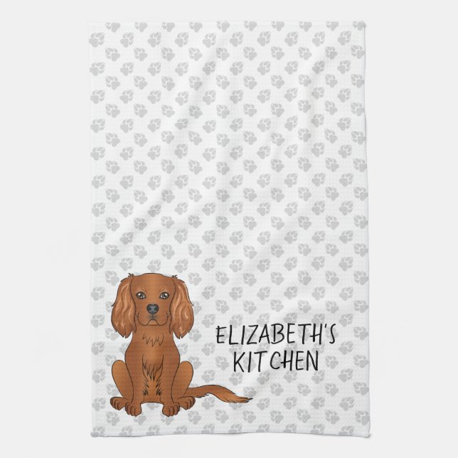Paño De Cocina Ruby Cavalier King Charles Spaniel Dog & Text (Vertical)