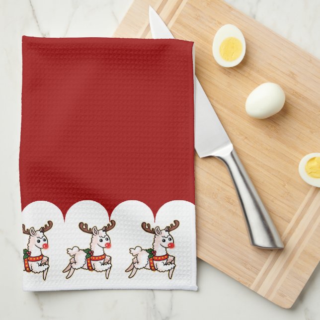 Paño De Cocina Rudolph la llama con la nariz roja (Doblado Cuarto)