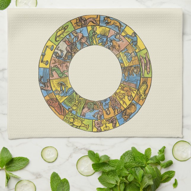 Paño De Cocina Rueda de zodiaco esterográfica (Doblado)