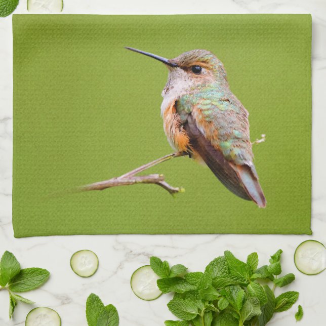 Paño De Cocina Rufous Hummingbird Sitting en California Lilac (Doblado)