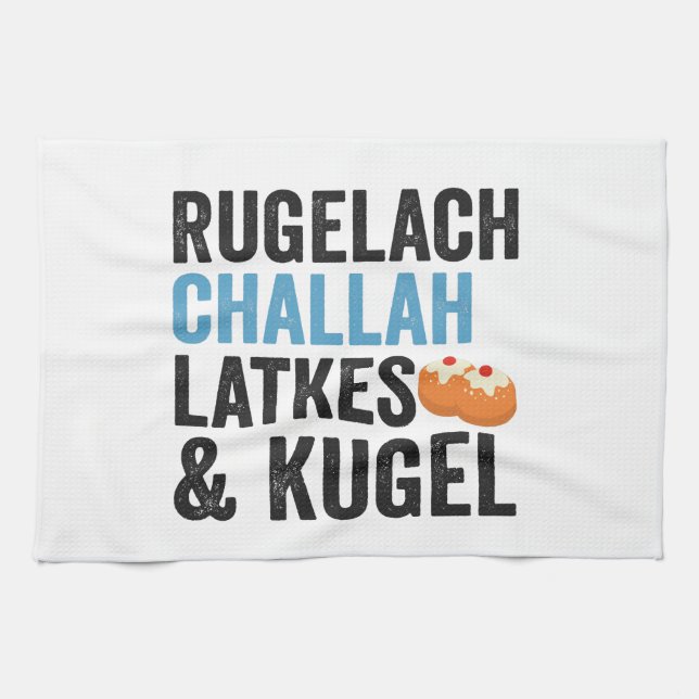Paño De Cocina Rugelach Challah Latke y Kugel Funny Hanukkah Food (Horizontal)