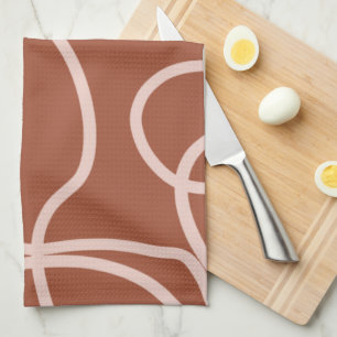 Paño De Cocina Rust Terracotta Modern Minimal Line Pincel Strokes