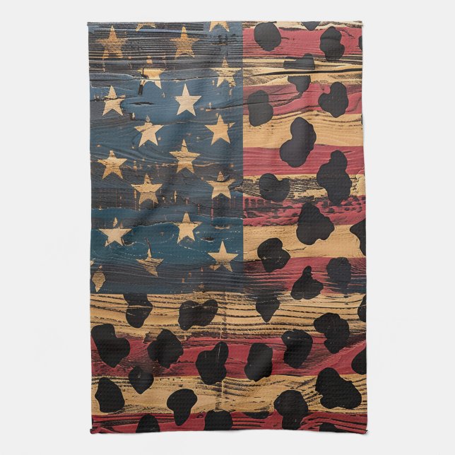Paño De Cocina Rustic American Flag Leopard Print (4) (Vertical)