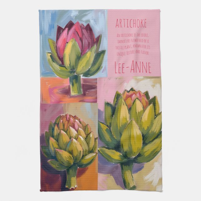 Paño De Cocina Rustic artichoke Watercolor Farmhouse Kitchen (Vertical)