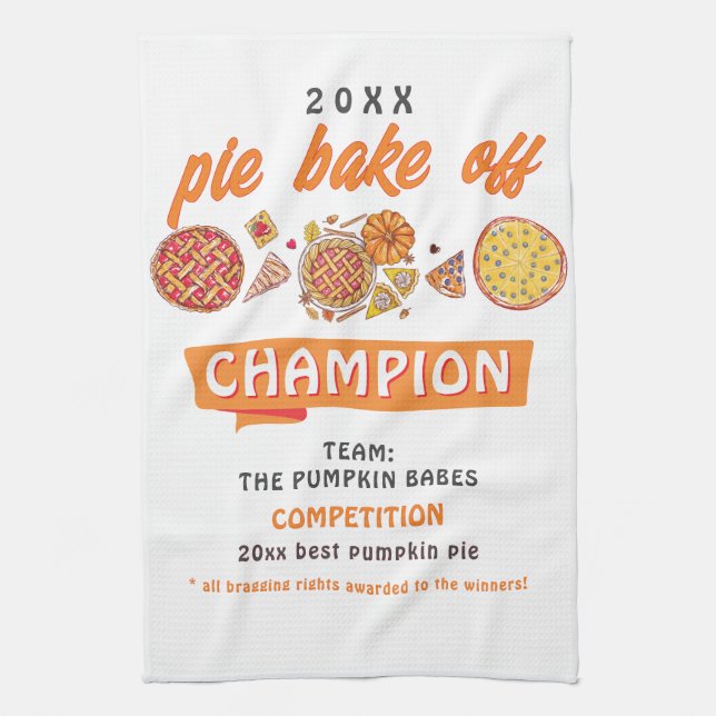Paño De Cocina Rustic Bake Off Pumpkin Pie Competition Champion (Vertical)