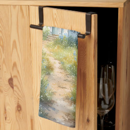 Paño De Cocina Rustic Church Path in Wildflower Meadow