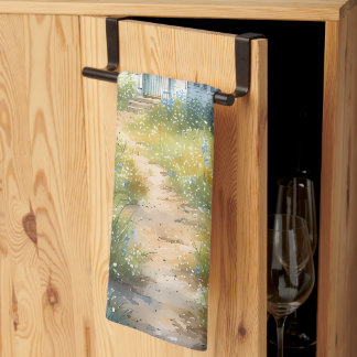 Paño De Cocina Rustic Church Path in Wildflower Meadow