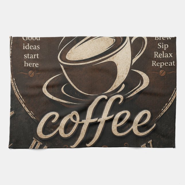 Paño De Cocina Rustic Coffee Bar Decor Gift (Horizontal)
