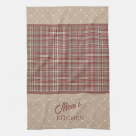 Paño De Cocina Rustic Cranberry, Dark Tan & White Plaid