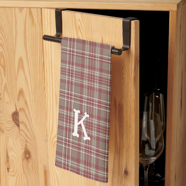 Paño De Cocina Rustic Cranberry, Dark Tan & White Plaid Kitchen  (Pliegue de tercios)