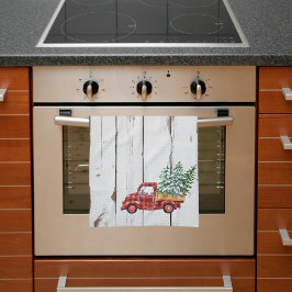 Paño De Cocina Rustic Farmhouse Molesta Camión Rojo de Madera
