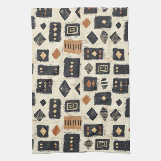 Paño De Cocina Rustic Mudcloth Geometric Pattern (2) (Vertical)