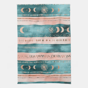Paño De Cocina Rústica franja celestial Luna Sol Terroso