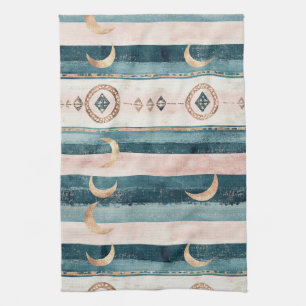 Paño De Cocina Rústica Franja Celestial Luna Sol Terroso (10)