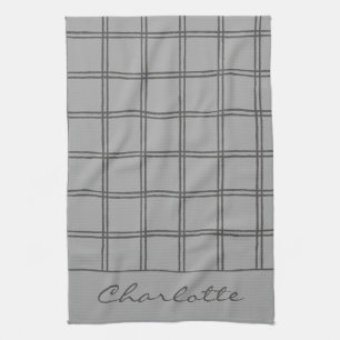 Paño De Cocina Rústica personalizada de Gray Plaid en una granja