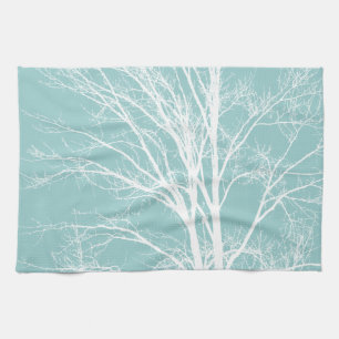 Paño De Cocina Rústicas ramas de árbol blanco azul