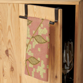 Paño De Cocina Rústico Brillo Floral Rosa Monogramado